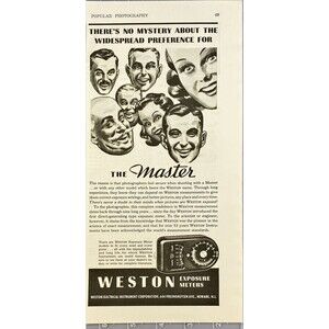 Weston Exposure Meters "There's no mystery about the MASTER Meter" Print Ad 1941